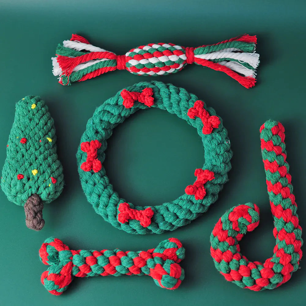 Cotton Thread Dog Toy - Christmas Tree Gift Doll